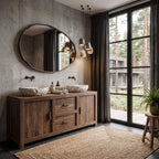 Contemporary Double Bathroom Vanity with Cabinet and Drawer Storage, solid wood, built to order