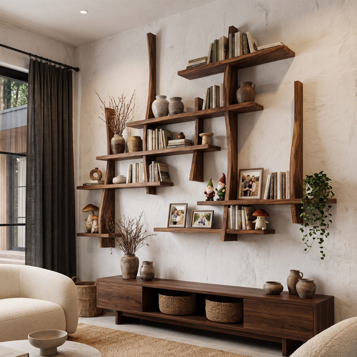 Floating Layered Bookshelf
