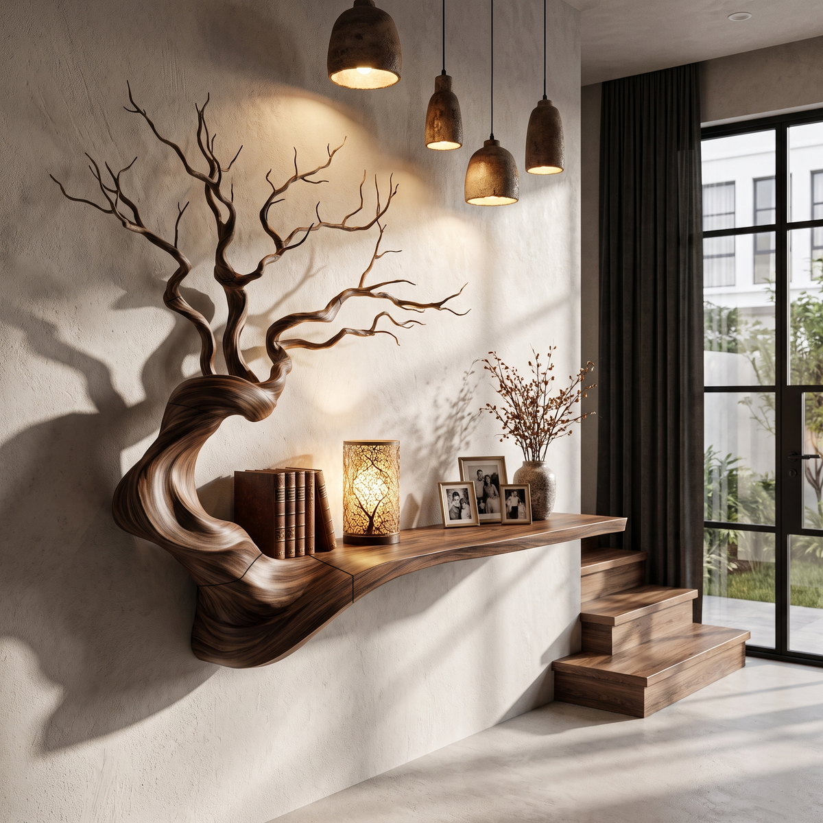 Organic Tree Bookcase with Flowing Branch Shelves, solid wood, built to order, view 4
