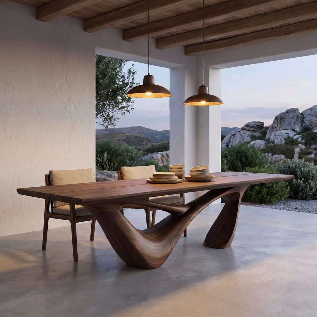 Minimalist Wing Pedestal Dining Table Dining Table, solid wood, built to order