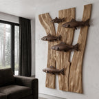 Contemporary Fish Wall Decor with Sculptural River Scene, solid wood, built to order