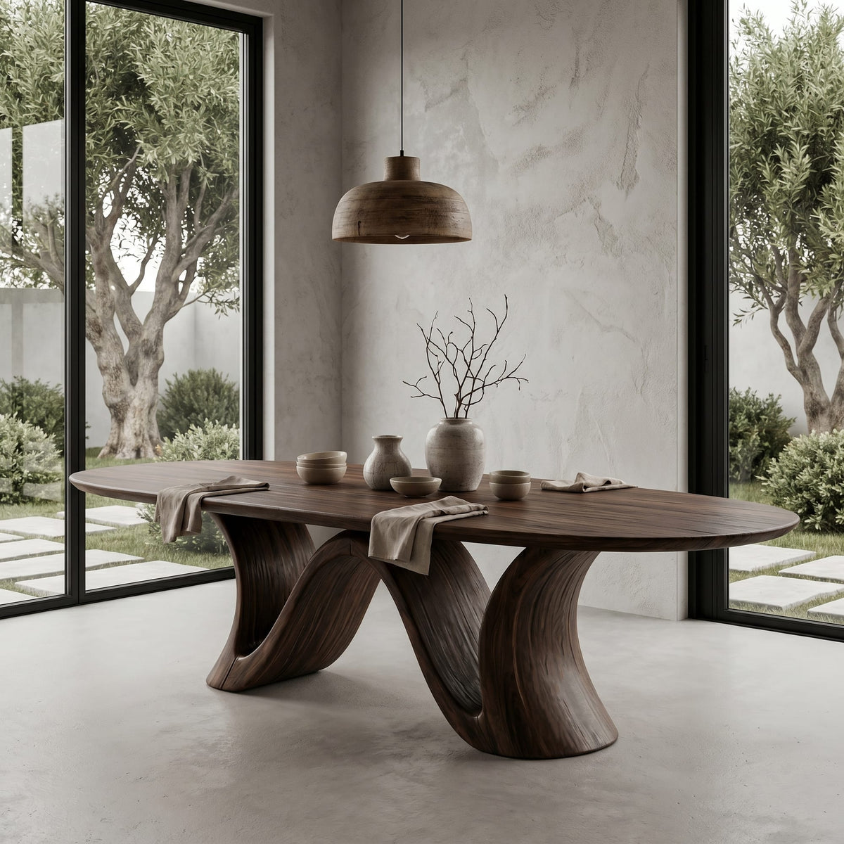 Organic Modern Pedestal Dining Table