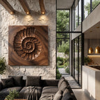 Rustic Ammonite Fossil Wall Decor, solid wood, built to order