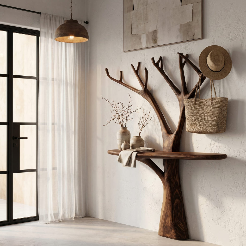 Organic Live Edge Base Console Table