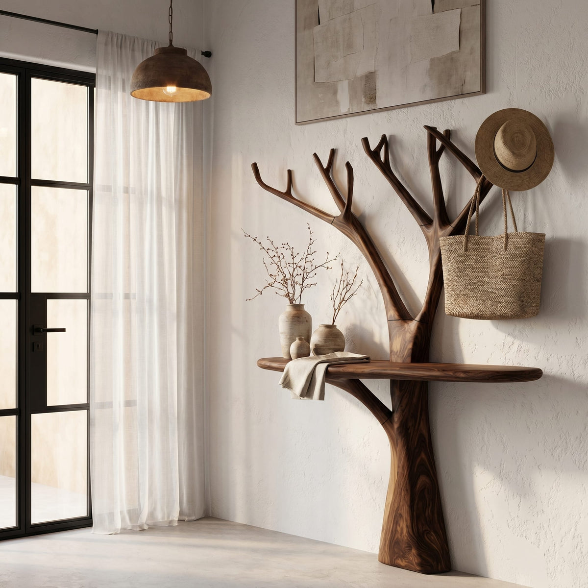 Organic Live Edge Base Console Table