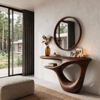 Contemporary Console Table with Open Frame Base, solid wood, built to order