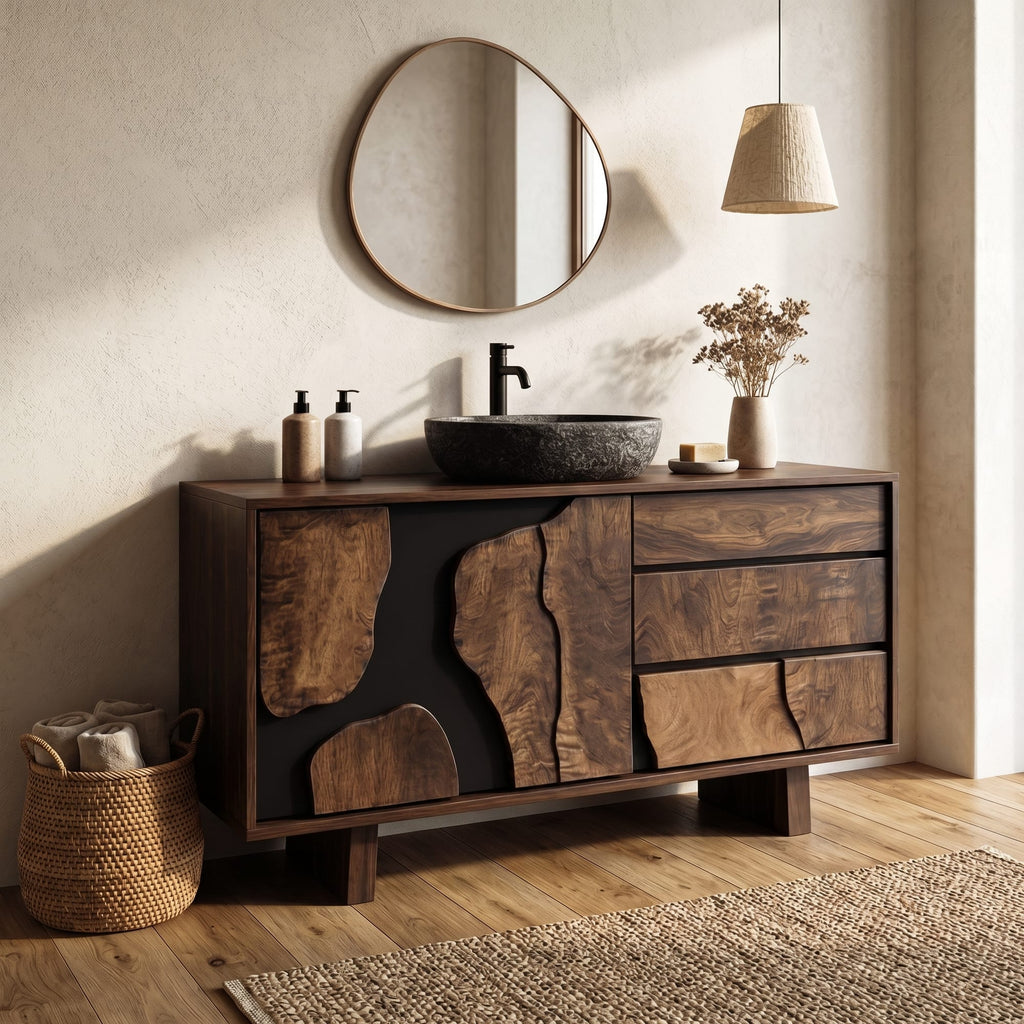 Contemporary Bathroom Cabinet Simple Clean Line Design Bathroom and Vanity Area, solid wood, built to order