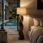 Industrial Sculptural Table Lamp, solid wood, built to order