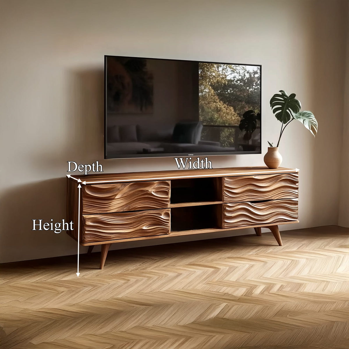 Mid Century Organic Media TV Cabinet