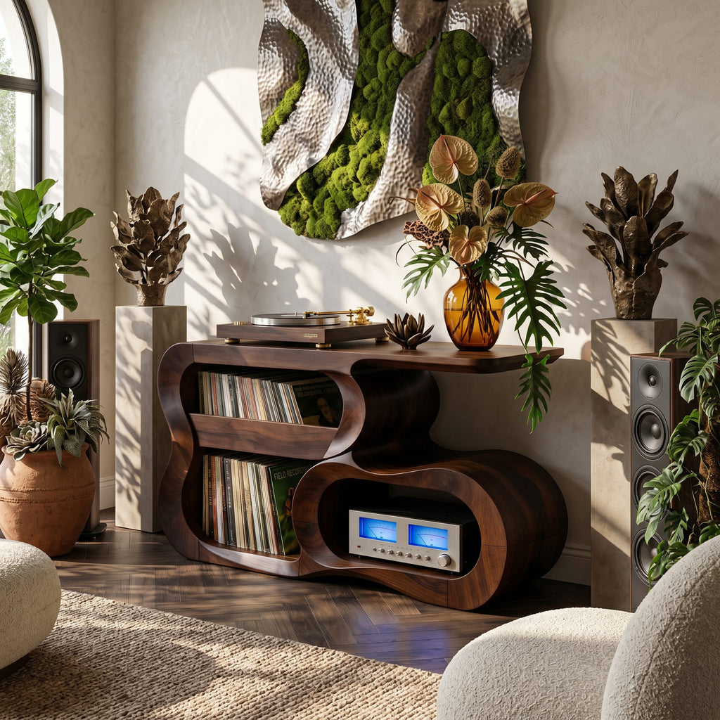 Contemporary Solid Turntable Record Stand