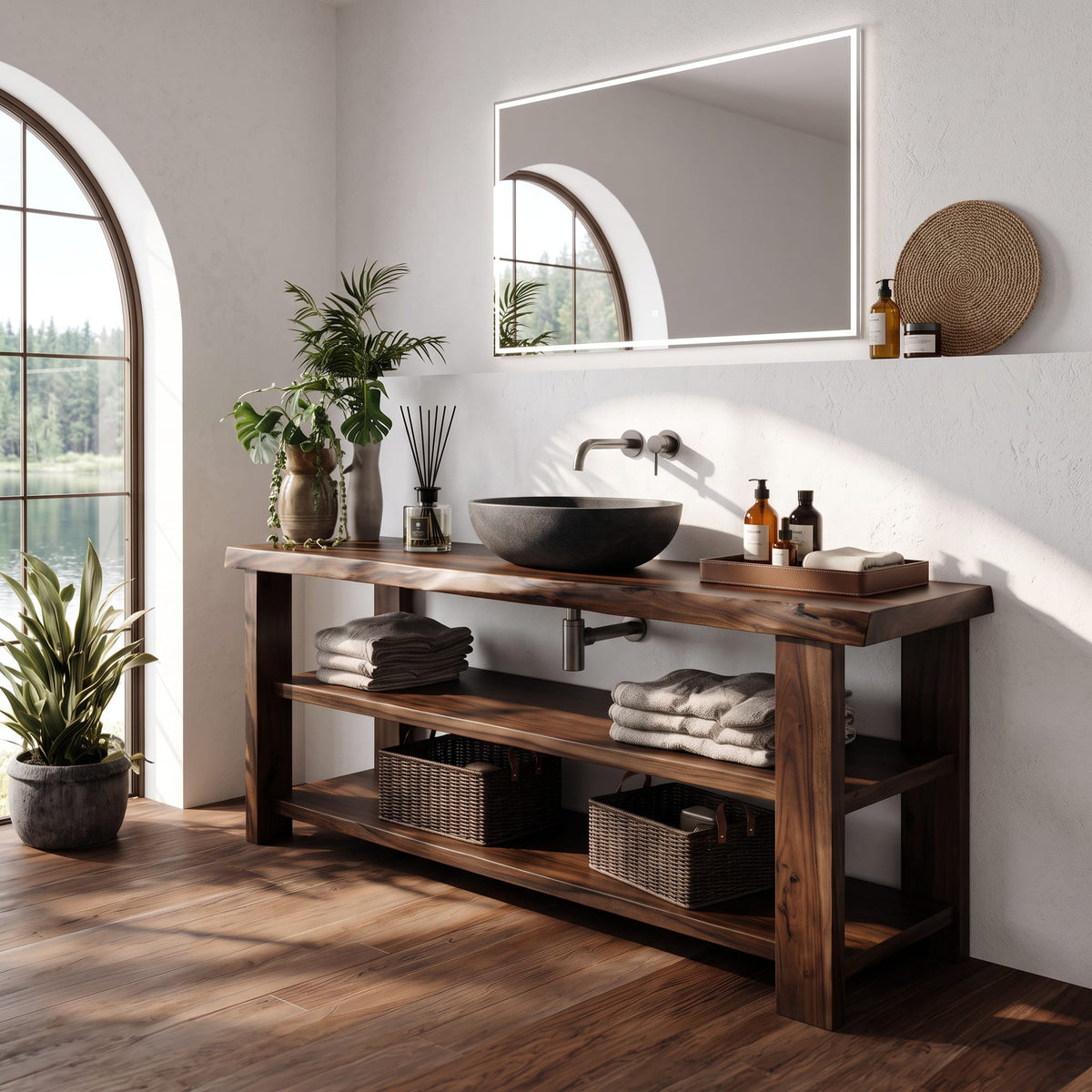Farmhouse Vanity with Storage, solid wood, built to order