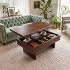 Contemporary Storage Lift Top Coffee Table City Apartment, solid wood, built to order