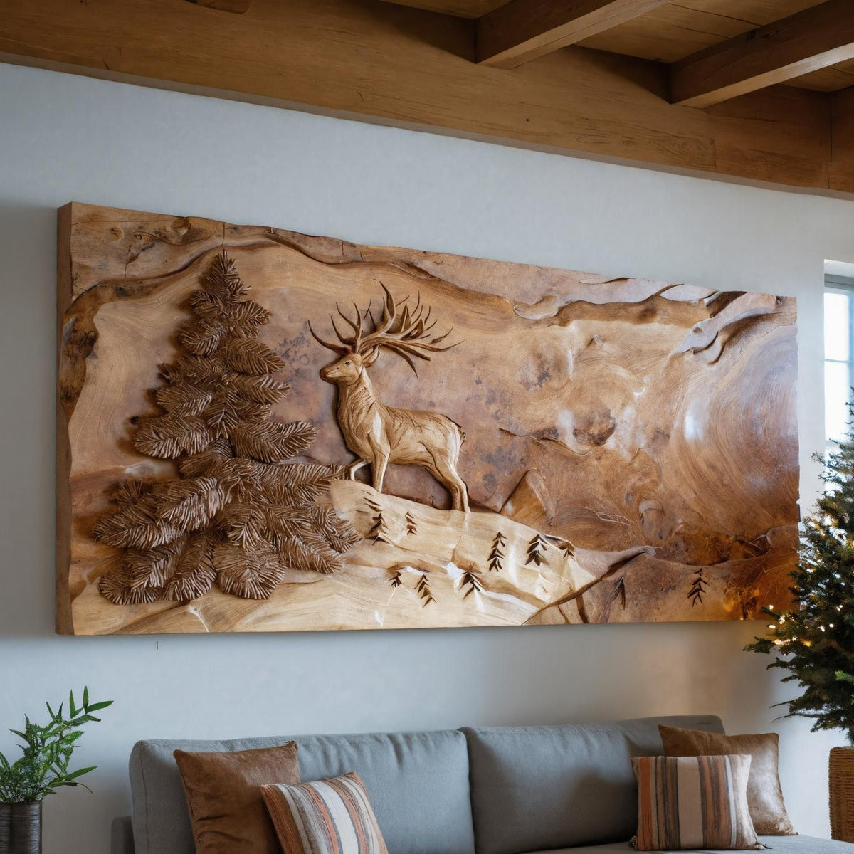 Carved Deer Wall Art