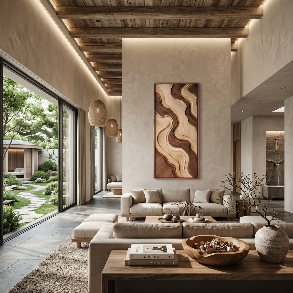 Contemporary Curved Line Wall Art, solid wood, built to order