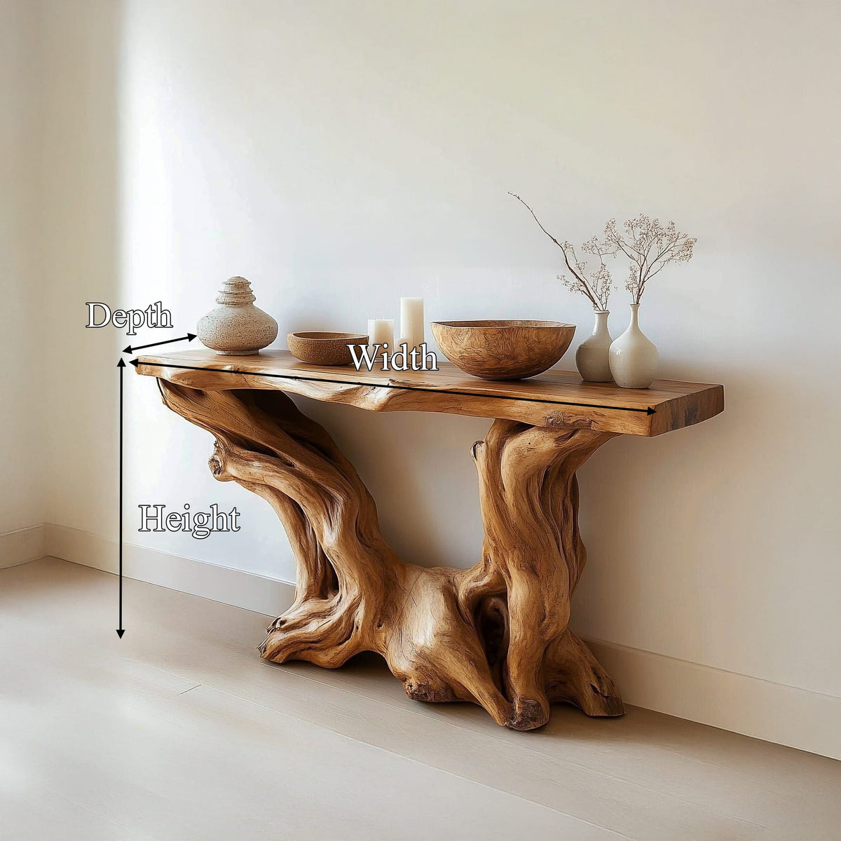 Mid Century Handcrafted Console Table Living Room, solid wood, built to order