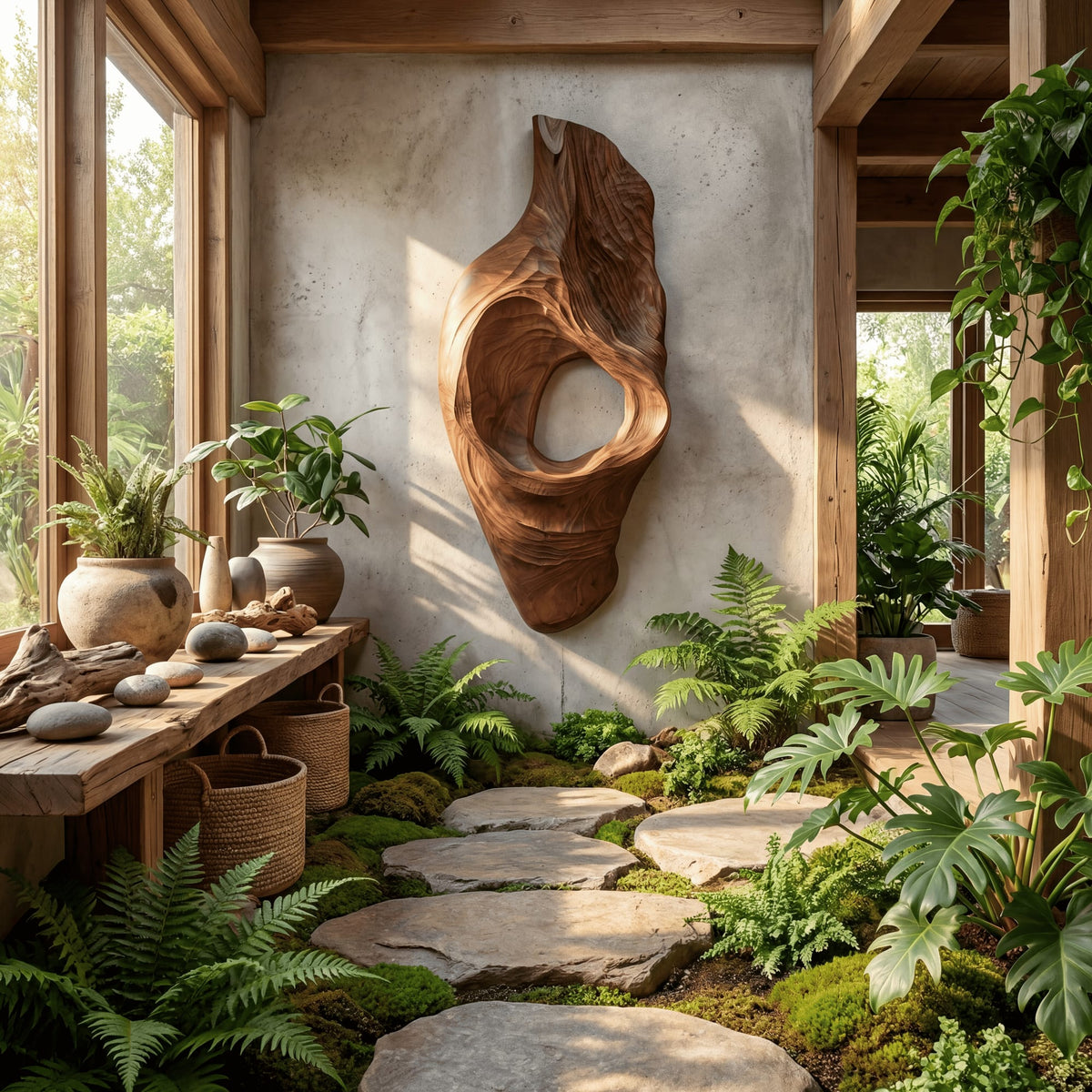 Contemporary Wall Art Panel, solid wood, built to order