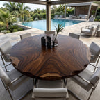 Mid Century Live Edge Round Table Top Penthouse, solid wood, built to order
