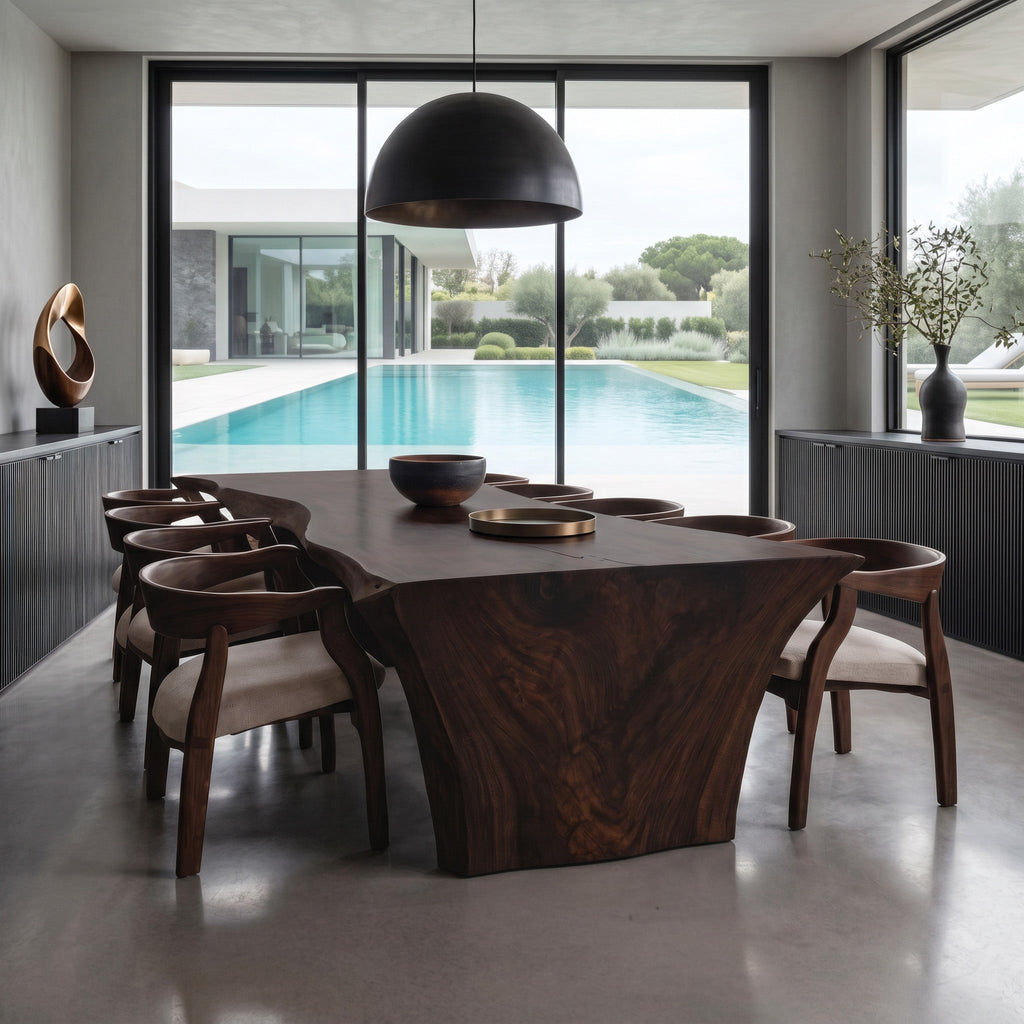 Organic Wooden Dining Table with Live Edge, solid wood, built to order