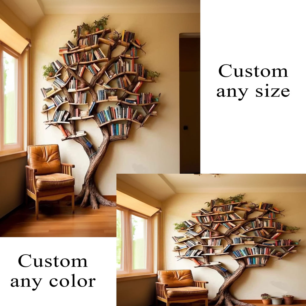 Tree Branch Bookshelf Decor Solid Carving, solid wood, built to order
