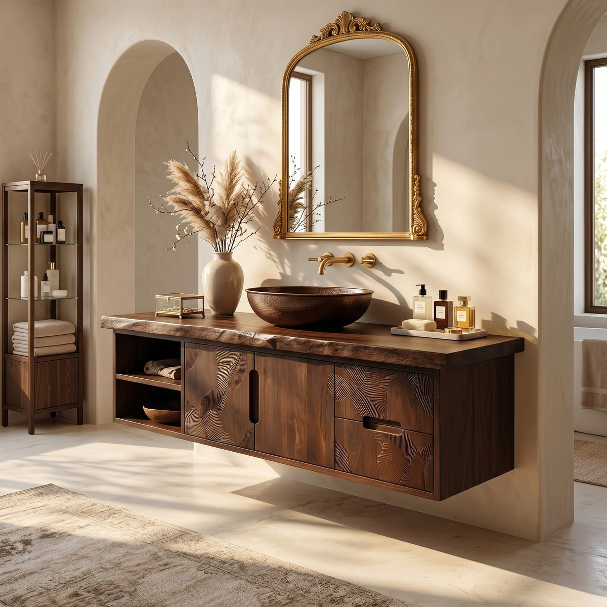 Modern Live Edge Bath Cabinet Garden Retreat, solid wood, built to order