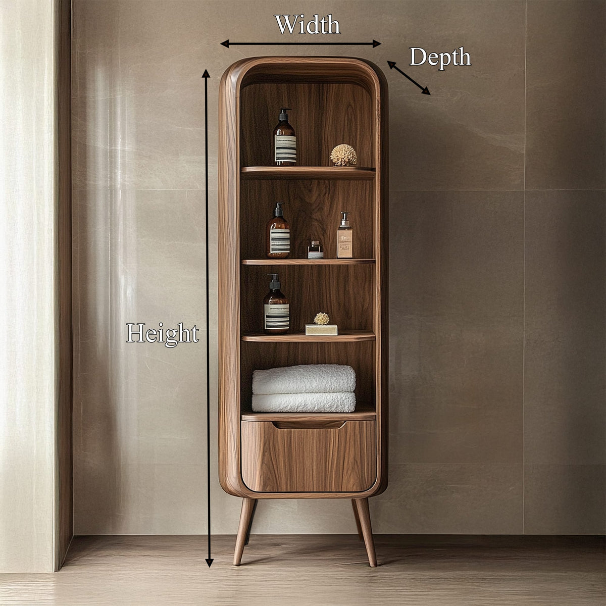 Sculptural Tall Cabinet, solid wood, built to order