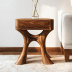 Sculptural Side Table with Drawer, solid wood, built to order