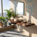 Modern Live Edge Bathroom Vanity Urban Penthouse, solid wood, built to order
