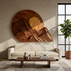 Handcrafted Mountain Sun Wall Art, solid wood, built to order
