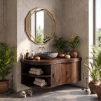 Mid Century Wall Mounted Bathroom Vanity, solid wood, built to order
