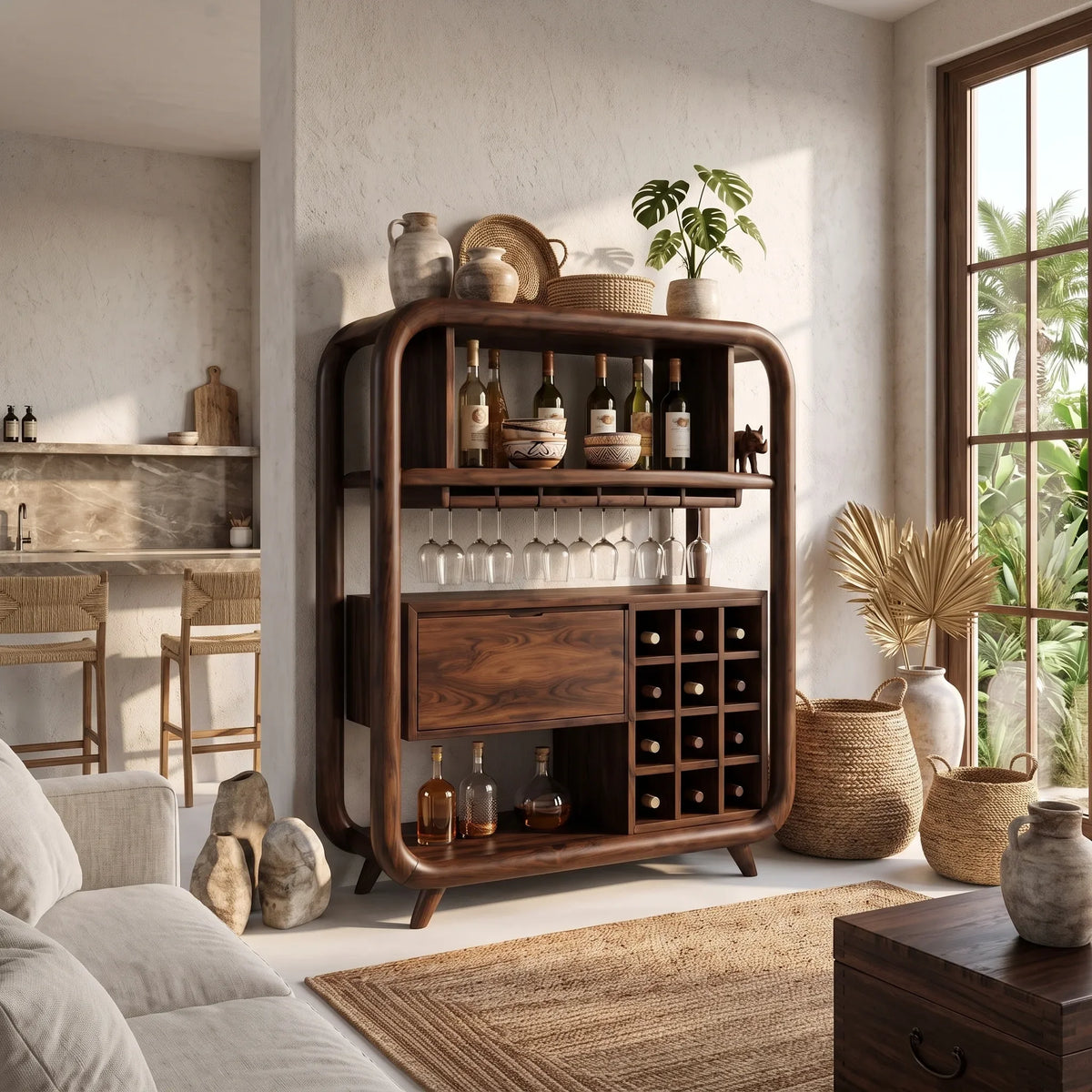Organic Modern Wine Storage Cabinet Dining Room, solid wood, built to order, view 4