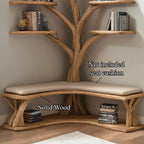Driftwood Branch Floating Bookshelf Hall Tree with Wood Bench, solid wood, built to order