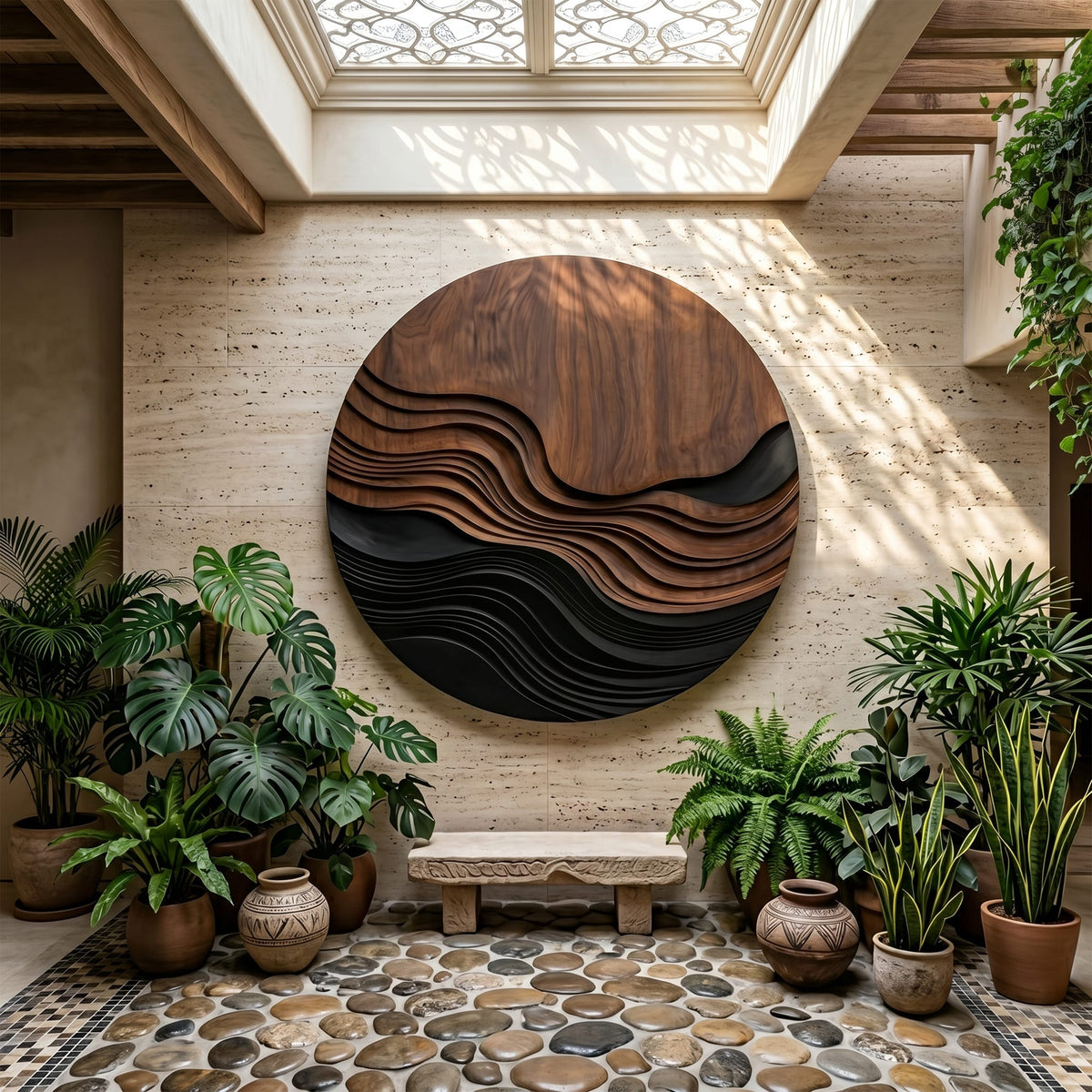 Contemporary Wave Pattern Wall Art, solid wood, built to order
