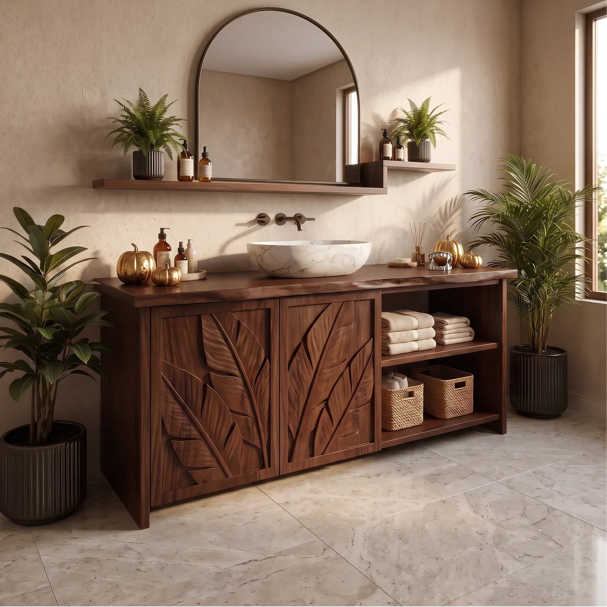 Handcrafted Bathroom Vanity Wellness Suite, solid wood, built to order