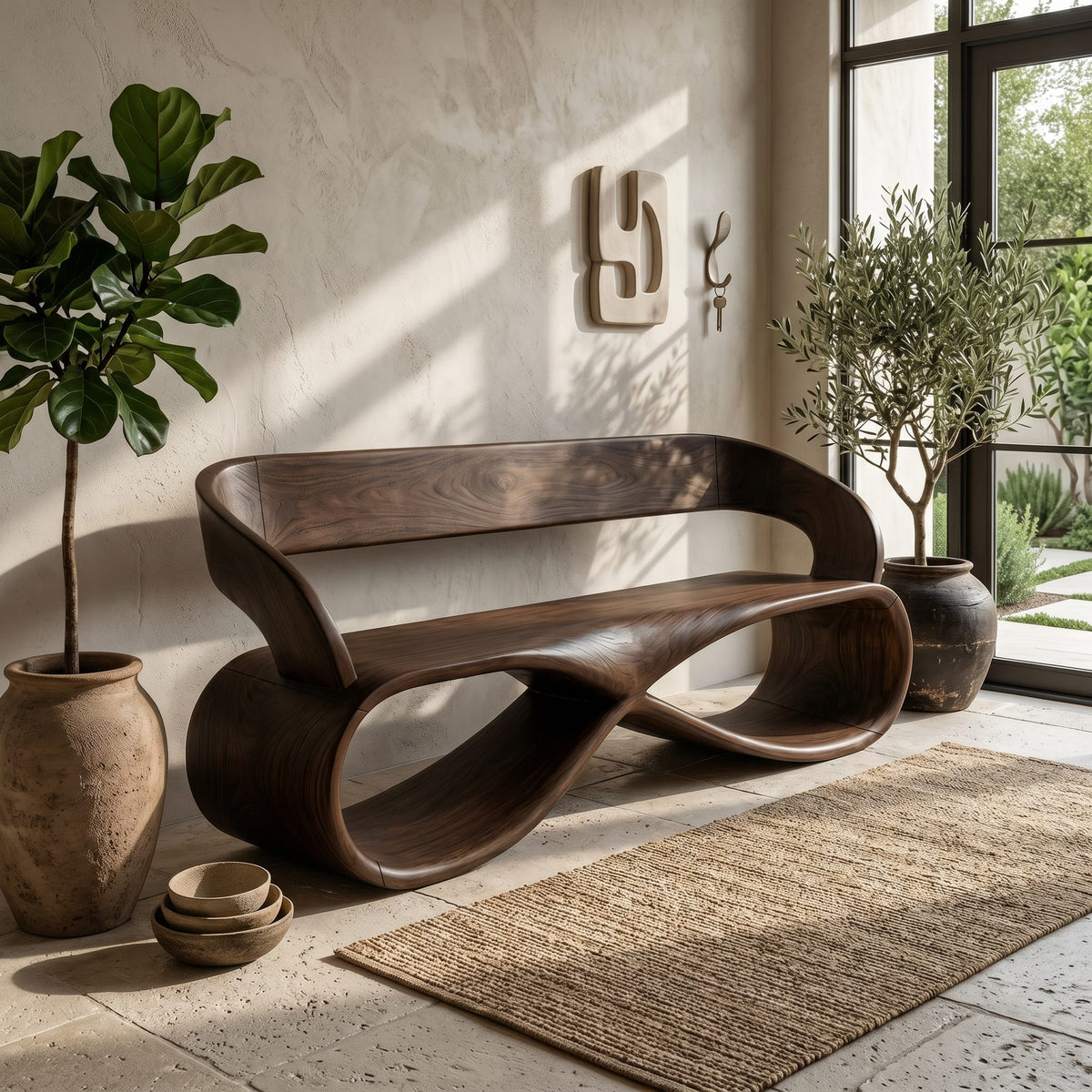Solid Bench Designer Interior, solid wood, built to order