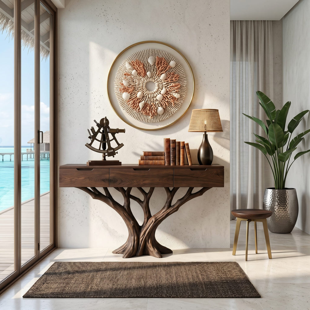 Industrial Tree Root Console Table Loft, solid wood, built to order