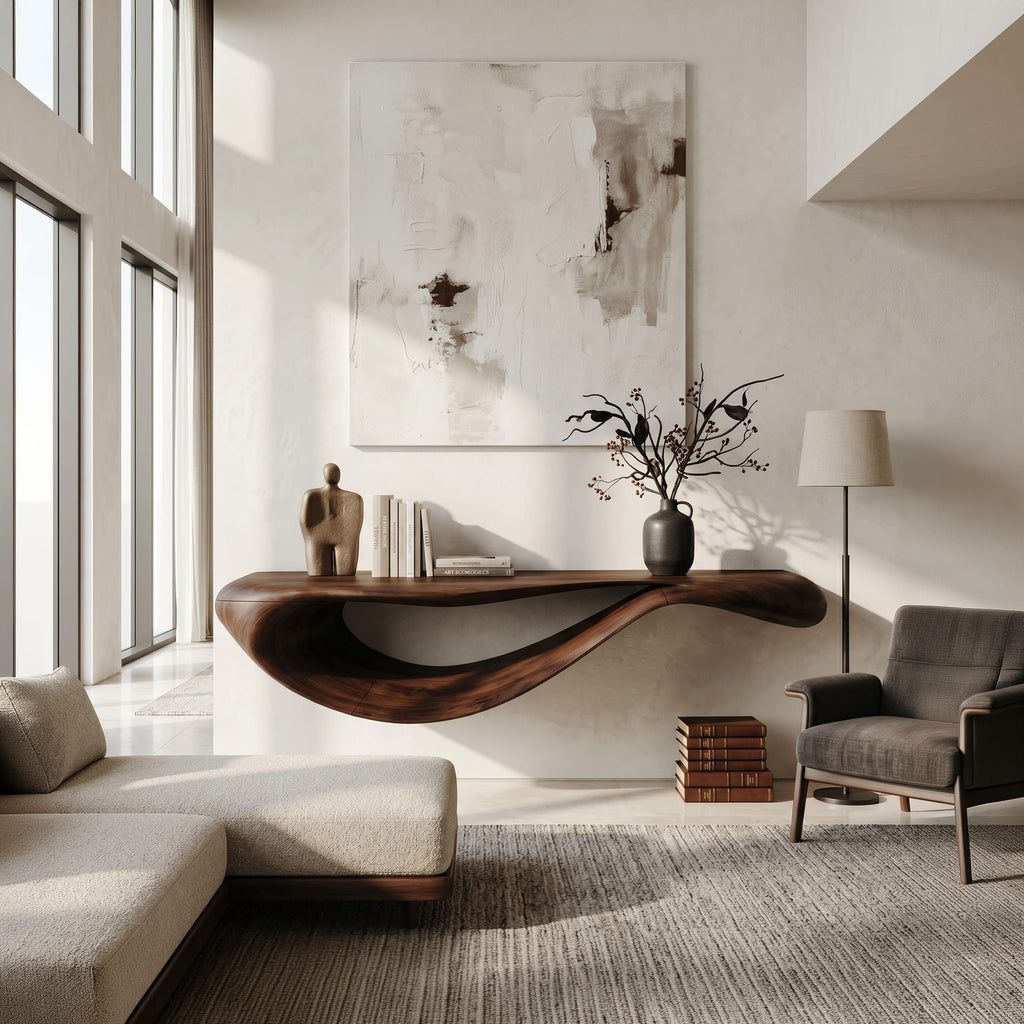Modern Floating Console Table, solid wood, built to order