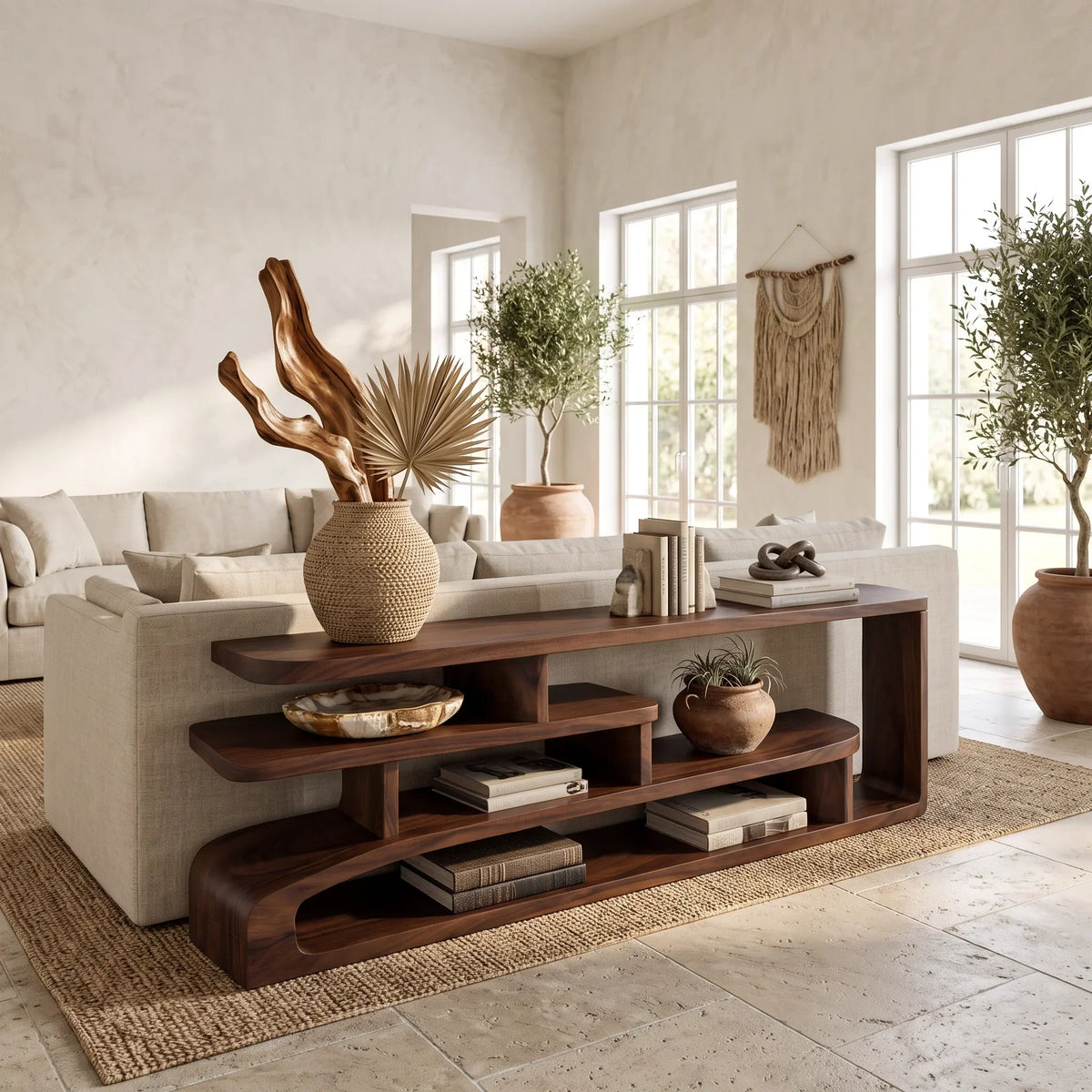 Contemporary Layered Console Table, solid wood, built to order
