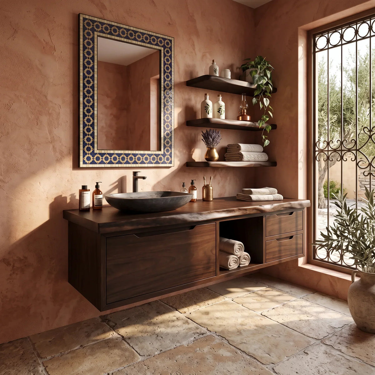 Contemporary Double Sink Bathroom Vanity Ensuite, solid wood, built to order