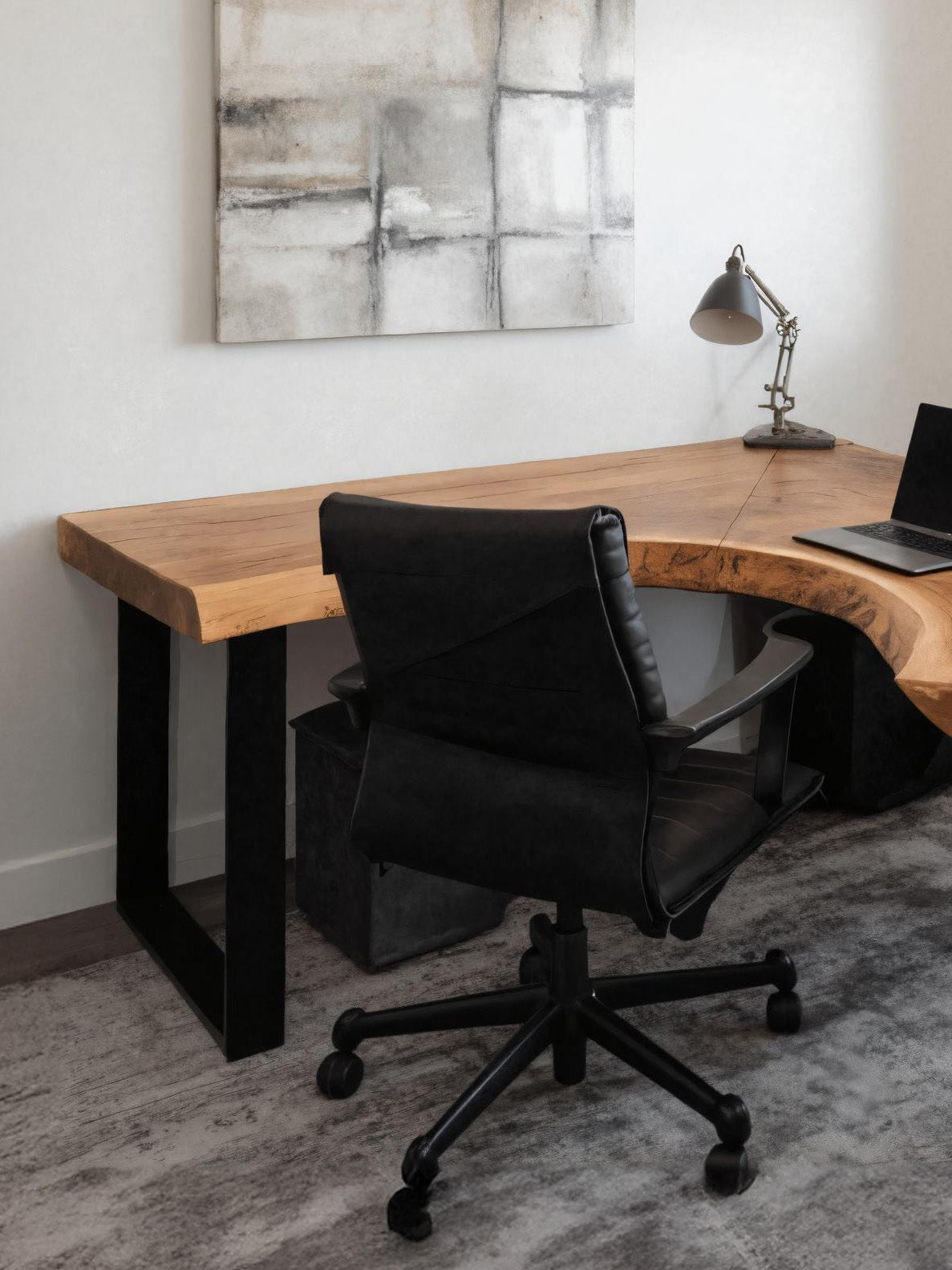Modern Live Edge L-shaped Desk