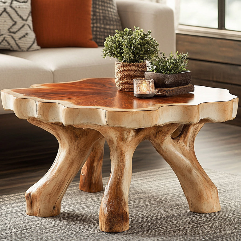 Handcrafted Coffee Table with Design, solid wood, built to order