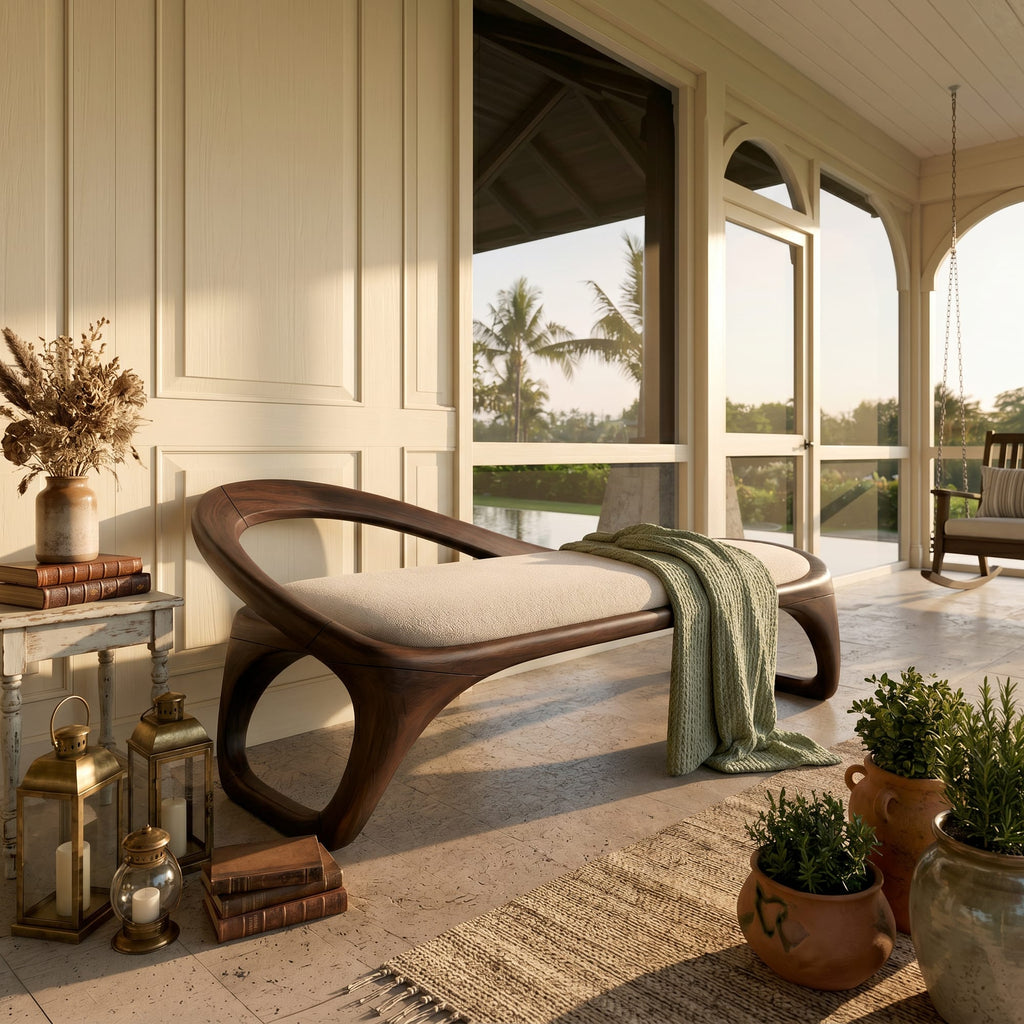 Sculptural Bench Penthouse Interior, solid wood, built to order