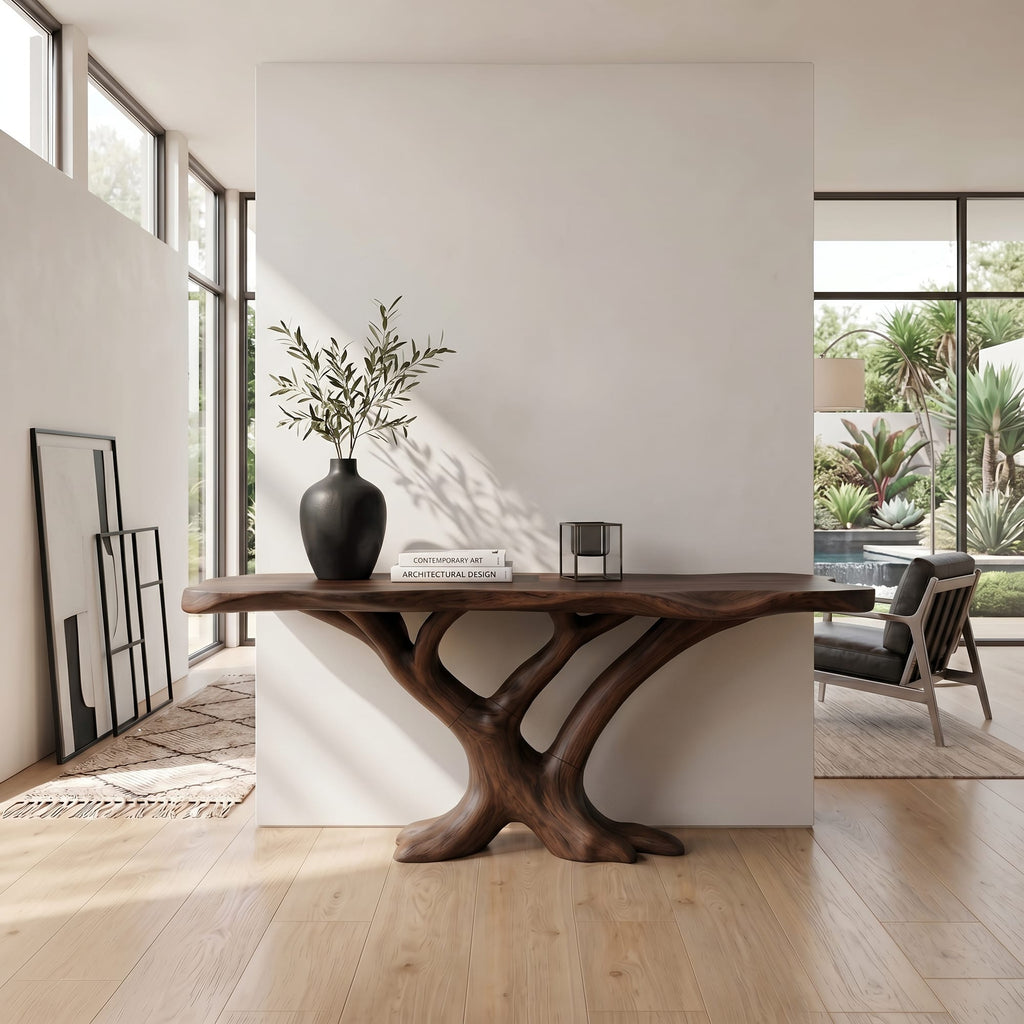 Contemporary Loop Console Table Hallway, solid wood, built to order