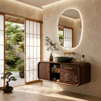 Mid Century Modern Floating Vanity, solid wood, built to order