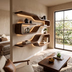 Mid Century Live Edge Wood Shelves, solid wood, built to order