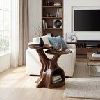 Contemporary Dual Tier Side Table Designer Residence, solid wood, built to order