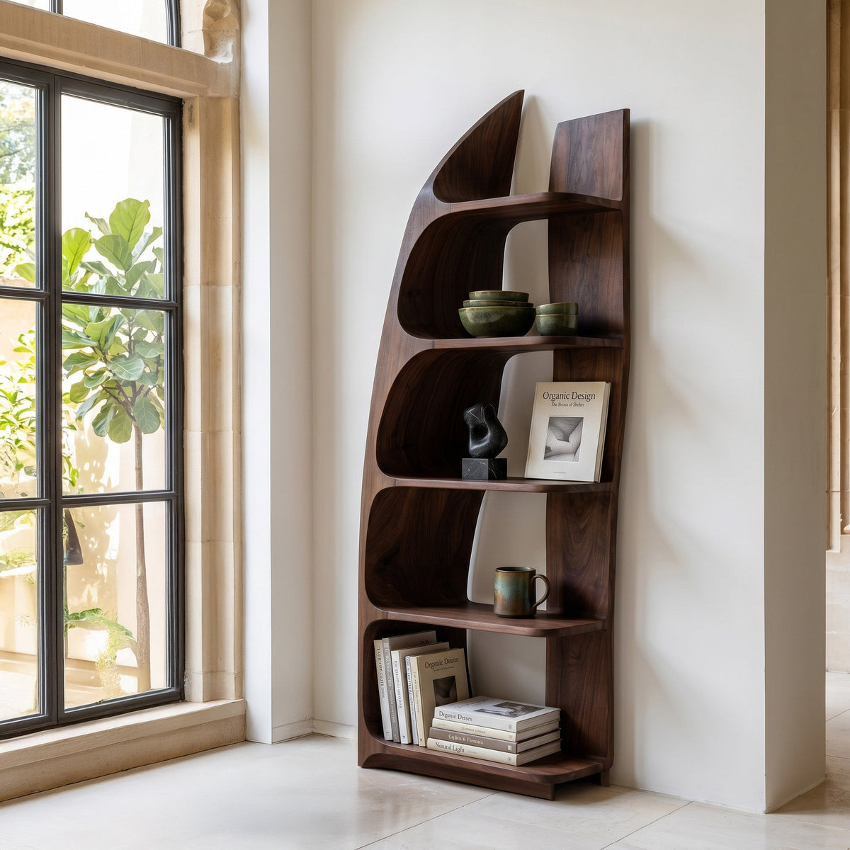 Sculptural Tiered Bookshelf