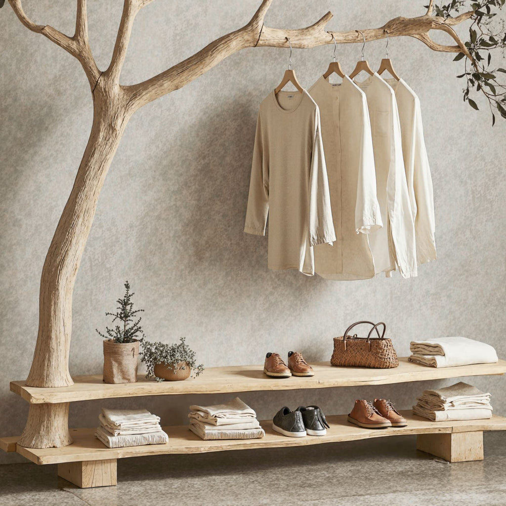 Wall Mount Coat Rack Hall Tree with Bench Shoe Storage, solid wood, built to order