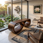 Curved Wooden Bench Residence, solid wood, built to order