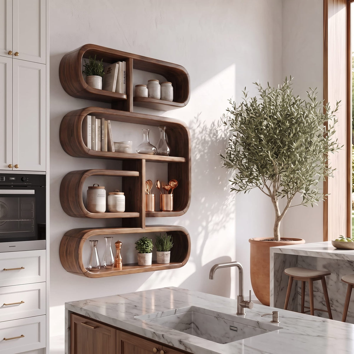 Mounted Mid Century Floating Shelf