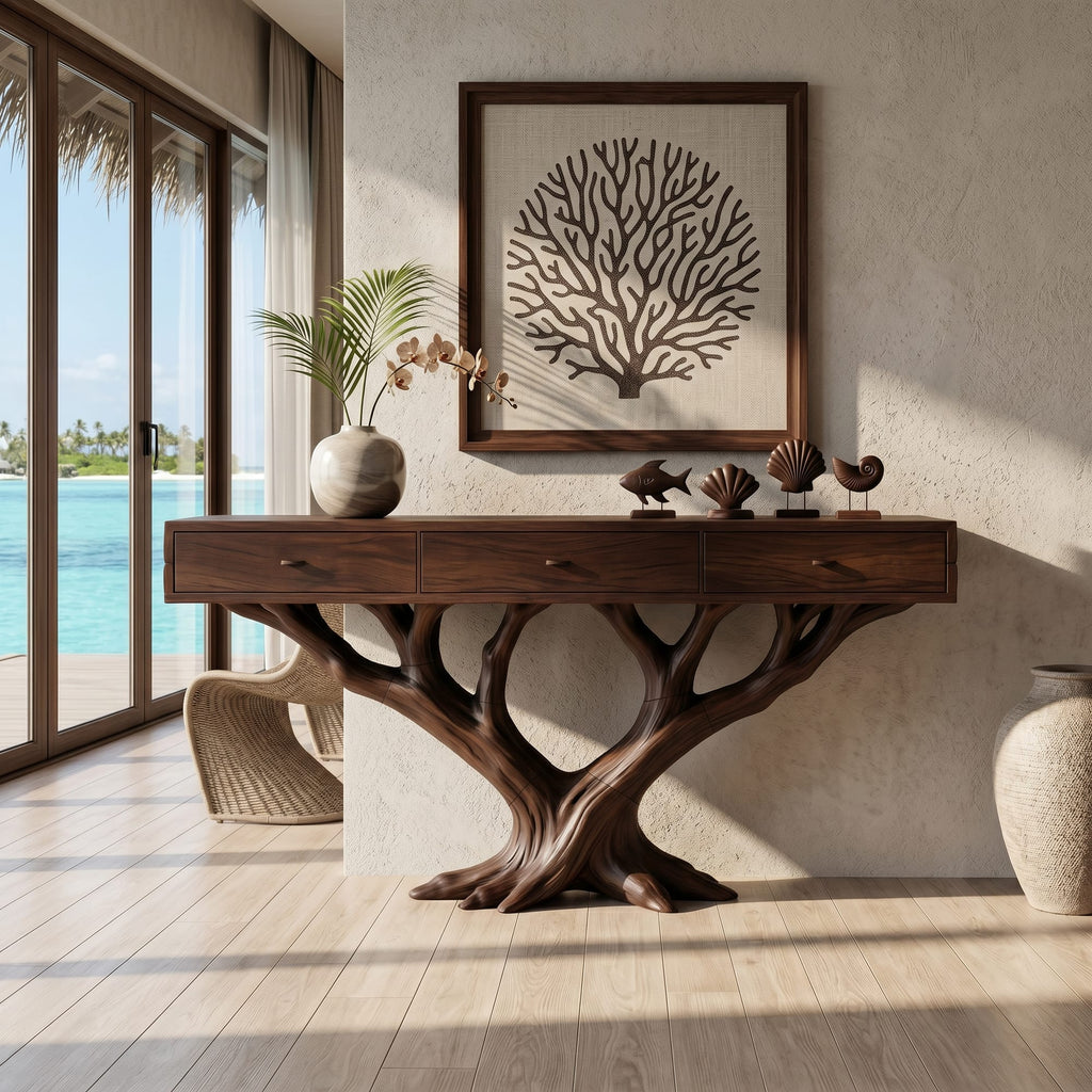Branch Base Console Table Designer Residence, solid wood, built to order